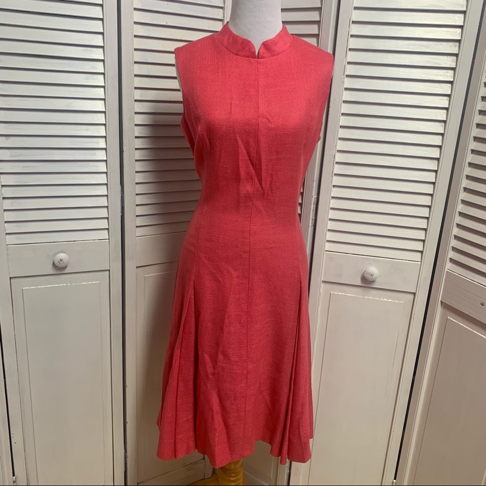 Hot Pink Vintage Dress with Mandarin Collar
